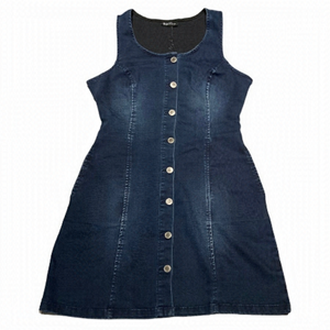 Dd77 - Women’s Denim Button Up Sleeveless Dress